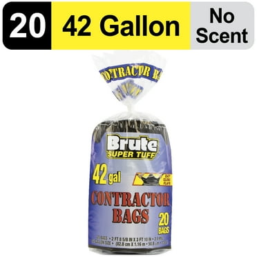 Brute Super Tuff Contractor Bags, 42 Gallon Flap-Tie, 20 Bags