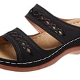 thumbnail image 3 of Sandalias de cuña para mujer con soporte para el arco, zapatillas de casa con puntera abierta para interiores y exteriores, 3 of 8