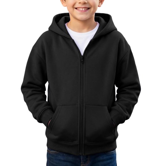 Lumtrix Boys Zip Up Hoodie Sweatshirt Teens Long Sleeve Fleece Preppy Sweatshirts With Kangaroo Pockets Black 150