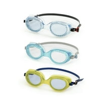 Dolfino Youth Tinted Swim Goggles with Silicone Strap and UV Protection for Children, Multi-Color (3 Pack)