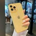 thumbnail image 3 of case for iPhone 14 Pro Max Case, Clear Laser Bling Glitter Cute Holographic Love Heart Pattern,Slim and Soft TPU Anti Scratch Shockproof Case for Women Girls Back Cover Yellow, 3 of 14