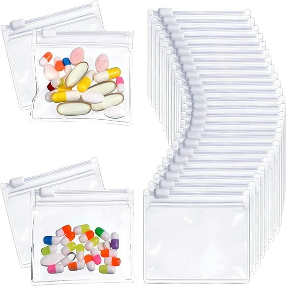 20 Pcs Pill Pouch Bags, BPA-free Clear Pill Bags,3x2.75 Transparent Small Bags,Reusable Drug Bags,Zipper Pill Pouches for Travel Medicine Jewelry Small Craft Jewelry Organizer Pouch