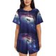 thumbnail image 1 of Fotbe Planets Stars And Galaxies Conjunto de Pijama Estampado para Mujer, 2 Piezas, Ropa de Dormir con Camiseta de Manga Corta y Shorts Suaves-XX-Large, 1 of 6
