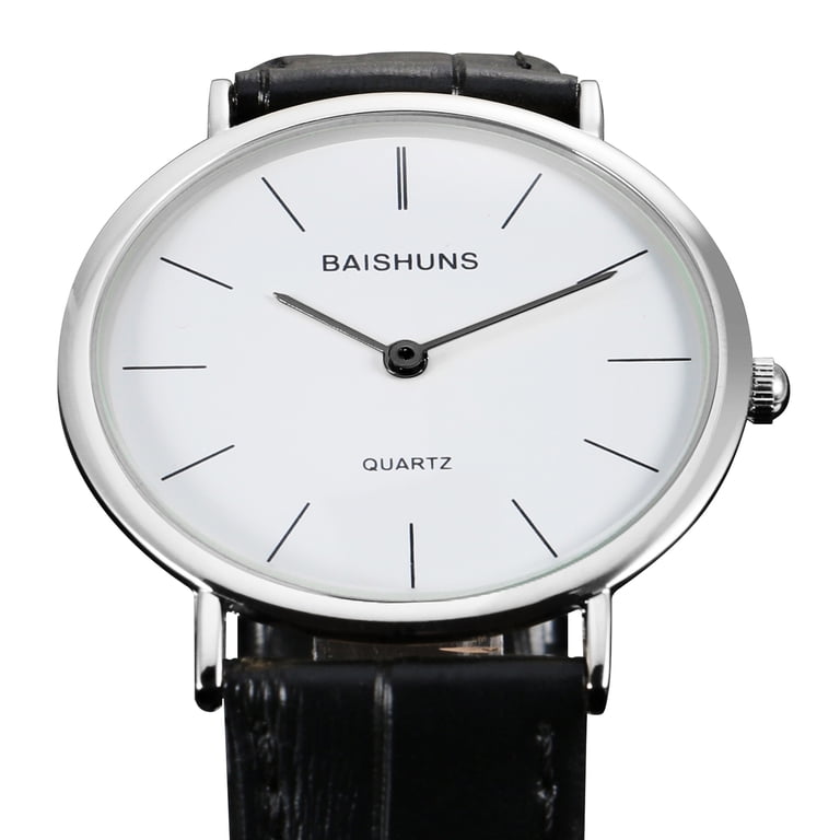 Minimal Simple Ultra Thin Quartz Watch Silver Case Black  display picture 1