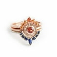 thumbnail image 2 of Sapphire wedding ring set, Sunset engagement set, Orange & blue sapphire set Unique Silver Ring Rose Gold Plated, 2 of 4