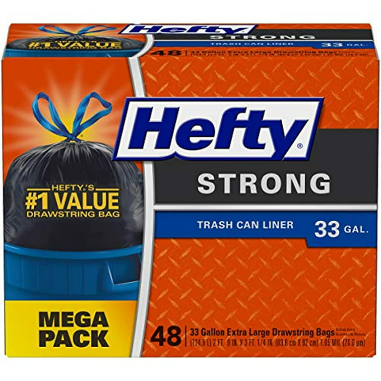 Hefty Strong 33-Gallon Extra Large Drawstring Bags Mega Pack, 48 ct - Food 4  Less