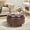 Brown, variant on Darkgrey Round Ottoman with Storage and Reversible Tray, Upholstered Fabric Footrest Coffee Table for Living Room, Bedroom, Entryway-25 Inch