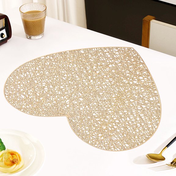 KMMYS Non-Slip Heat Insulating PVC Table Mat, Reversible Round Dinner Placemat, Water and Stain Resistant, Anti-Scald Protector, Foldable, 14.96x14.96 inches