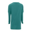thumbnail image 4 of Long Sleeve Shirts for Women Warm Loose Fit Crewneck Long Sleeve Solid Long Sleeve Shirt with 2 Pockets Turquoise Size L, 4 of 5