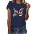 thumbnail image 2 of Fartey Womens American Flag Shirt Dressy Independence Day Short Sleeve Tops 4th of July Patriotic Tops Graphic Tees Loose Casual Going Out Blouses Navy XXXL, 2 of 4