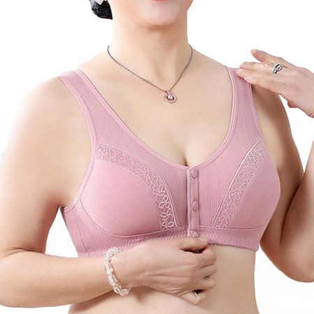 

Wirdiell Women s Plus Size Bra Casual Sexy Lace Front Button Shaping Cup Shoulder Strap Underwire Bra Plus Size Extra-Elastic Wirefree