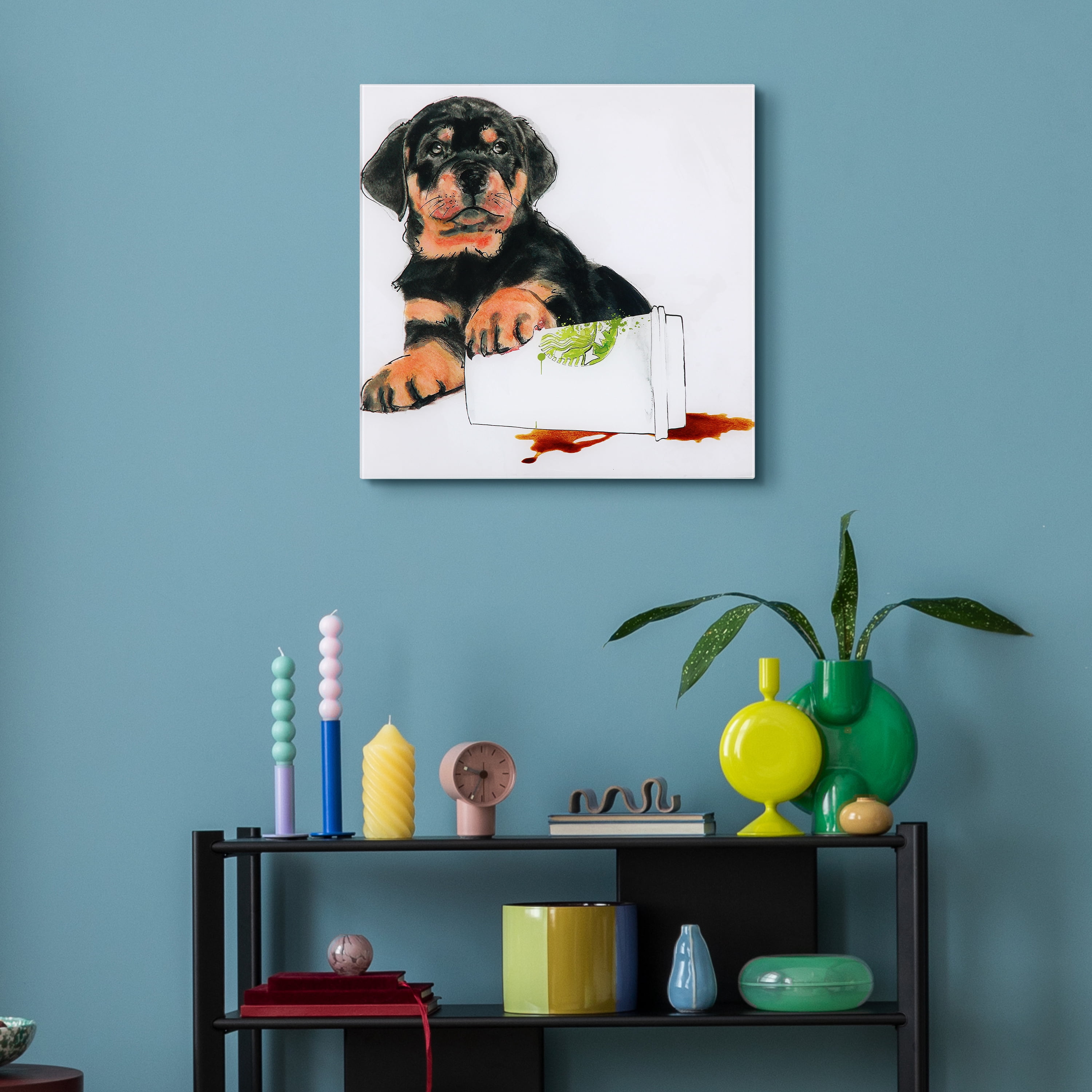 Empire Art Direct Java's Paw Frameless Free Floating Tempered Glass Panel Graphic Dog Wall Art, 20" x 20", Ready to Hang