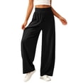 thumbnail image 5 of YABCSAZ Women's Barrel Pants Solid Color Wide Leg Pants Elastic Waist Pants Casual Pants with Pockets for Summer Travel Loose Baggy Trousers, Gifts for Women, 5 of 8