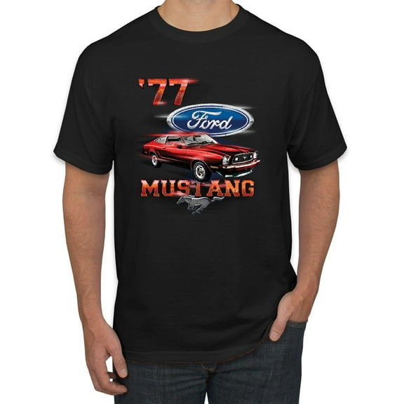 Wild Bobby, 1977 Ford Motors 77 Mustang Silhouette, Cars and Trucks, Men Graphic Tee, Black, Small