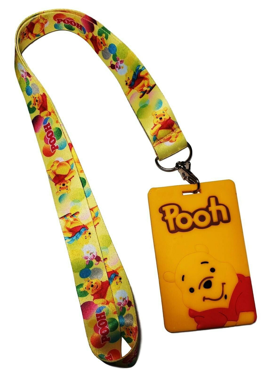 cartoon Winnie the pooh pvc key chain Lanyard ID Badge Holder Key Neck Strap 