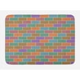 thumbnail image 1 of Colorful Bath Mat, Vintage Brick Wall Motif Geometric Rectangles Pattern Retro Design Inspirations, Non-Slip Plush Mat Bathroom Kitchen Laundry Room Decor, 29.5 X 17.5 Inches, Multicolor, Ambesonne, 1 of 2