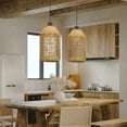 thumbnail image 2 of LittleGlovo Minimalist Rattan Pendant Light Wabi Sabi Style House Decor Handmade Lampshade, 2 of 17
