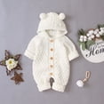 thumbnail image 3 of Newborn Baby Boy Girls Bear Ear Knit Romper Hooded Wool Sweater Jumpsuit Outfits, 3 of 7
