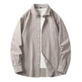 thumbnail image 2 of felwors Mens Striped Trendy Long Sleeve Shirt Lightweight Casual Button Front Shirt Khaki for Size XXL, 2 of 4