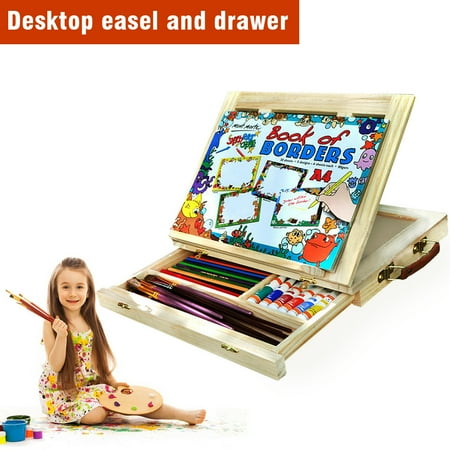 Mont Marte Desktop Adjustable Pine Wood Art and Book Easel and Drawer