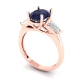 thumbnail image 2 of 2.5 ctw 3 Stone Anniversary Ring for Women | Oval Cut Simulated Blue Sapphire | Hyperallergenic Solid 18K Rose Gold, 2 of 5