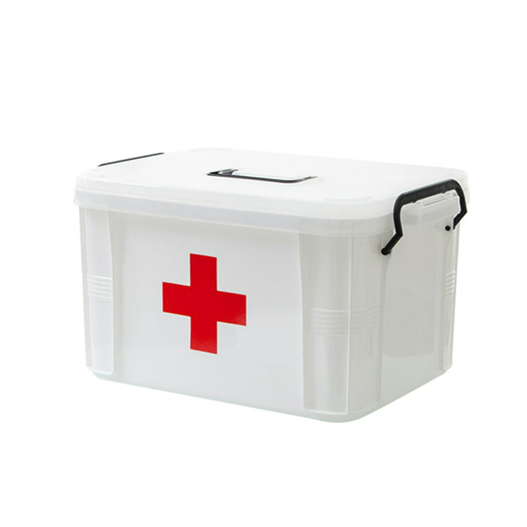 Hi.FANCY Household First Aid Box Multiple-layer Indoor Outdoor Portable  Bandage Prep Pads Storage Organizer Case, L 