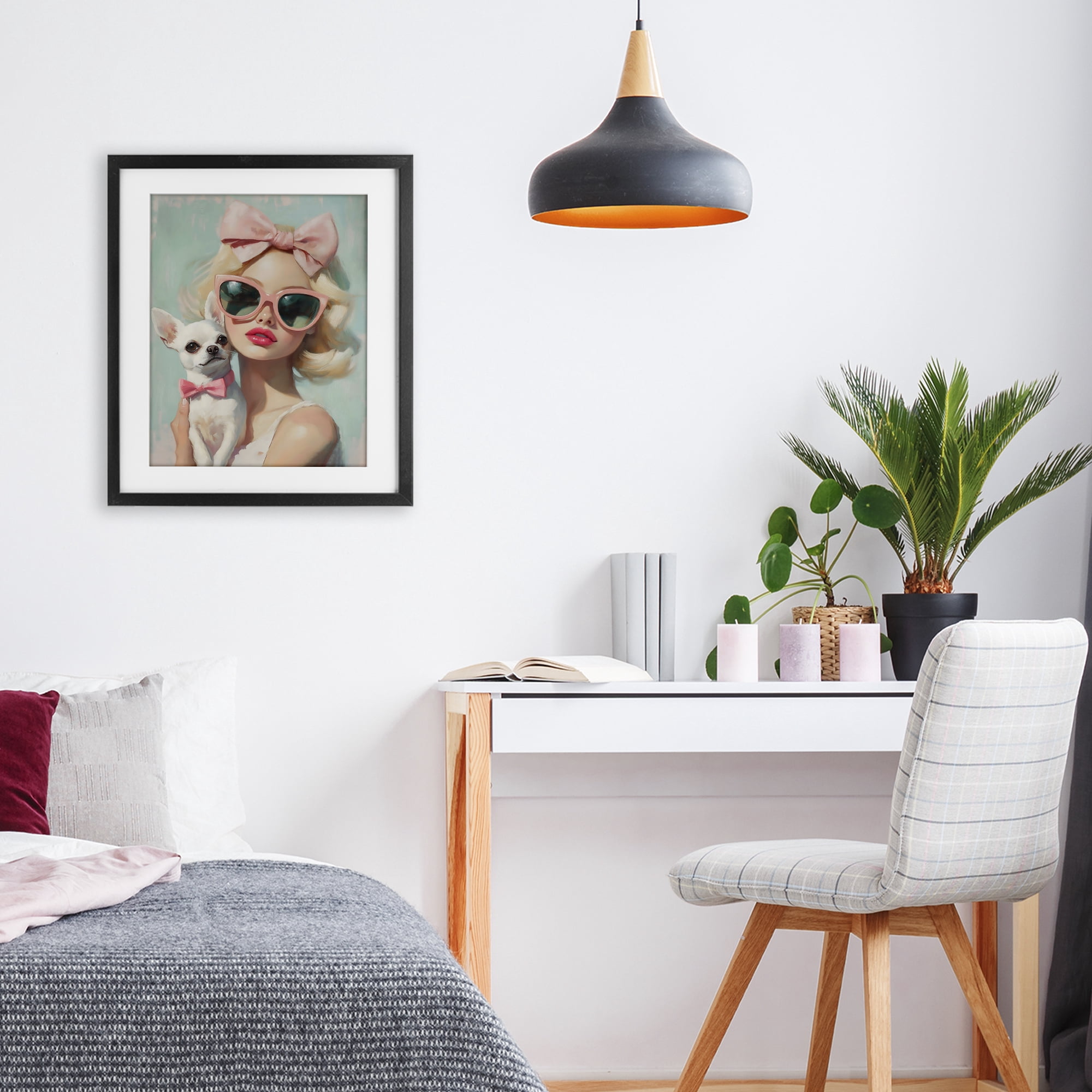 Stupell Industries Girl with Chihuahua Black Framed Print Under Glass, design by The Prints Vibe
