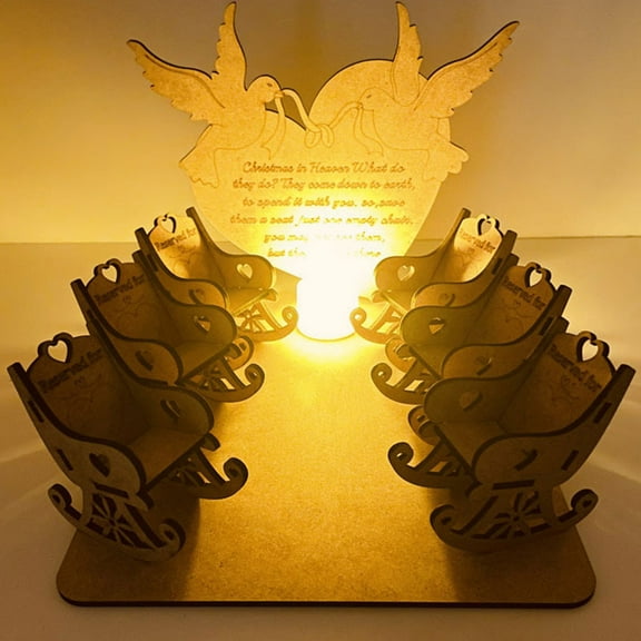 ifundom Wooden Chair Decor Khaki Home Decoration Memorial Ornament Christmas Party