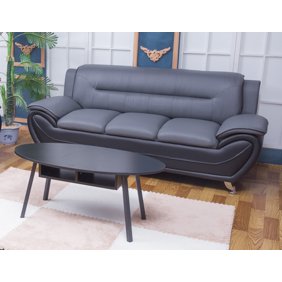 Frady Black And Red Faux Leather Modern Living Room Sofa Walmart Com