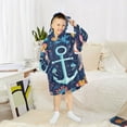 thumbnail image 6 of FORMRS Wearable Blanket Hoodie with Sleeves for Kids Cozy Flannel Sweatshirt, Blue Anchor, 6 of 7