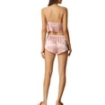 thumbnail image 3 of INSPIRAR CHIC Conjunto de Pijamas de Satén para Mujeres de 3 piezas, Tops de Cami y Pantalones Cortos con Bata, Ropa de Casa, Color Rosa, Talla M, 3 of 4
