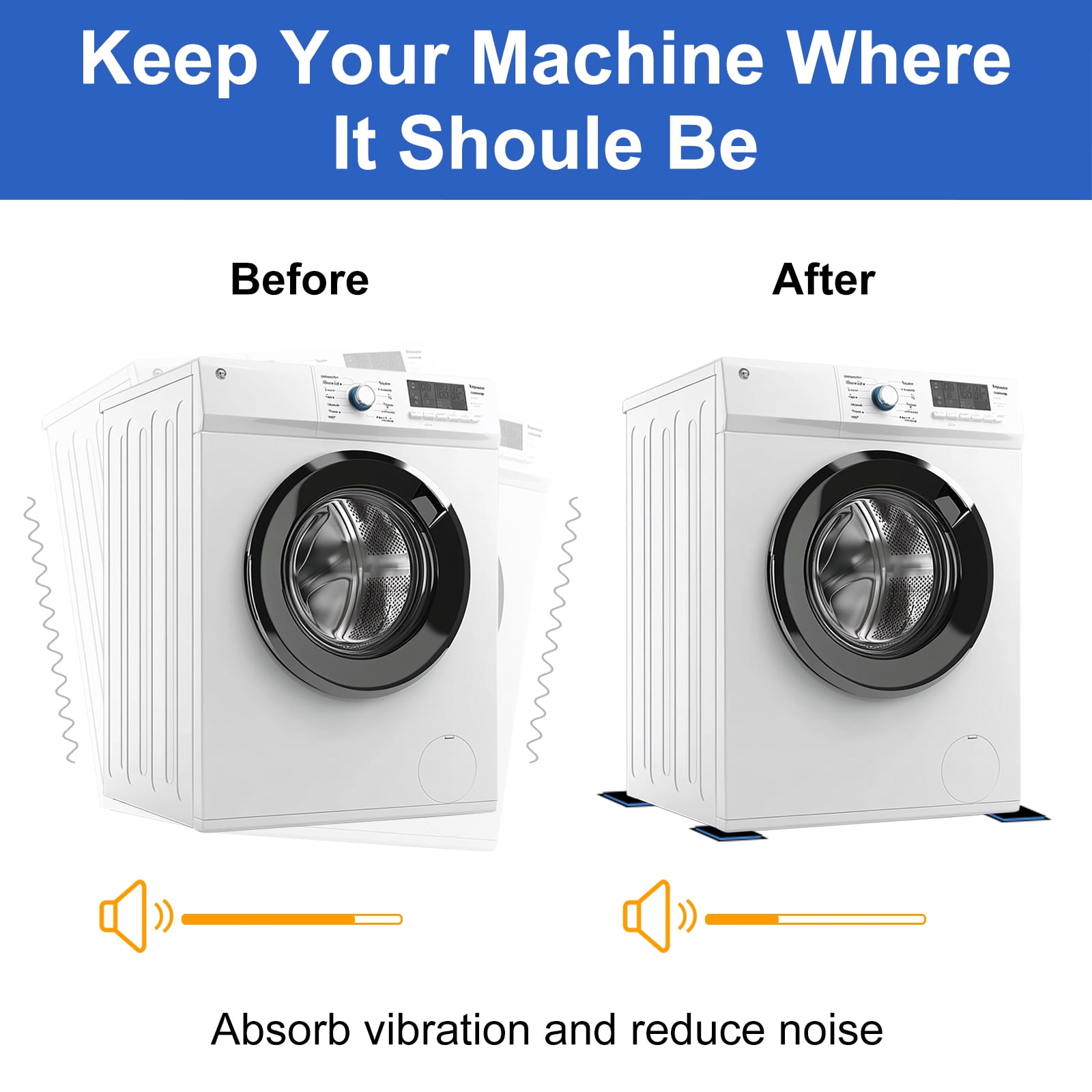 8pack Anti Vibration Pads for Washing Machine, 4.02" x 4.02" x 7/8" Vibration Damping Pads Sound Isolation Mats