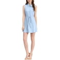 thumbnail image 5 of INSPIRE CHIC Women's Sleeveless Turndown Collar Button Up Pleated Drawstring Waist Shirt Dress M Light Blue, 5 of 6