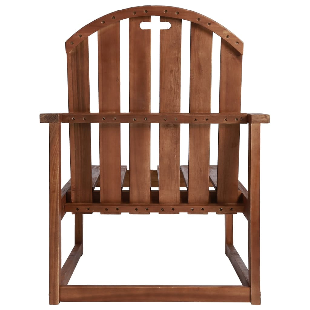 Kepooman 2 Pcs Patio Wooden Oversized Seat Lounge Chair with Backrest, Brown