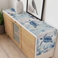 thumbnail image 3 of Ocean Turtles Table Runner Blue Yellow Sea Star Shell Coral Yellow Blue Stripes Table Runners Dresser Scarves Holiday Kitchen Dining Table Decoration for Home Party Indoor 13x70 Inch, 3 of 9