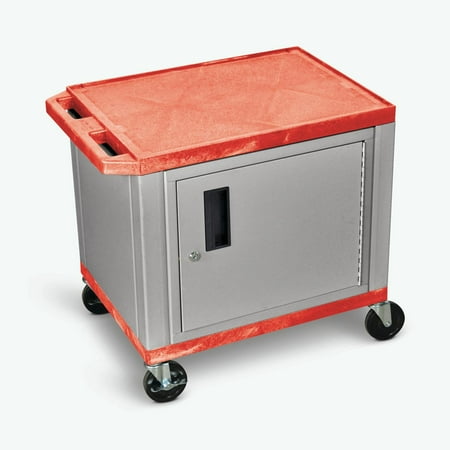 H.Wilson Tuffy Red 2 Shelf AV Cart W/ Cabinet
