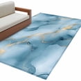 thumbnail image 2 of Rectangle Area Rug 3x5ft,Abstract Gradient Marble Texture Washable Carpet Non-Slip Runner Accent Rugs Indoor Floor Mat for Bedroom Living Room Decor,Blue Stone with Gold Stripe, 2 of 9