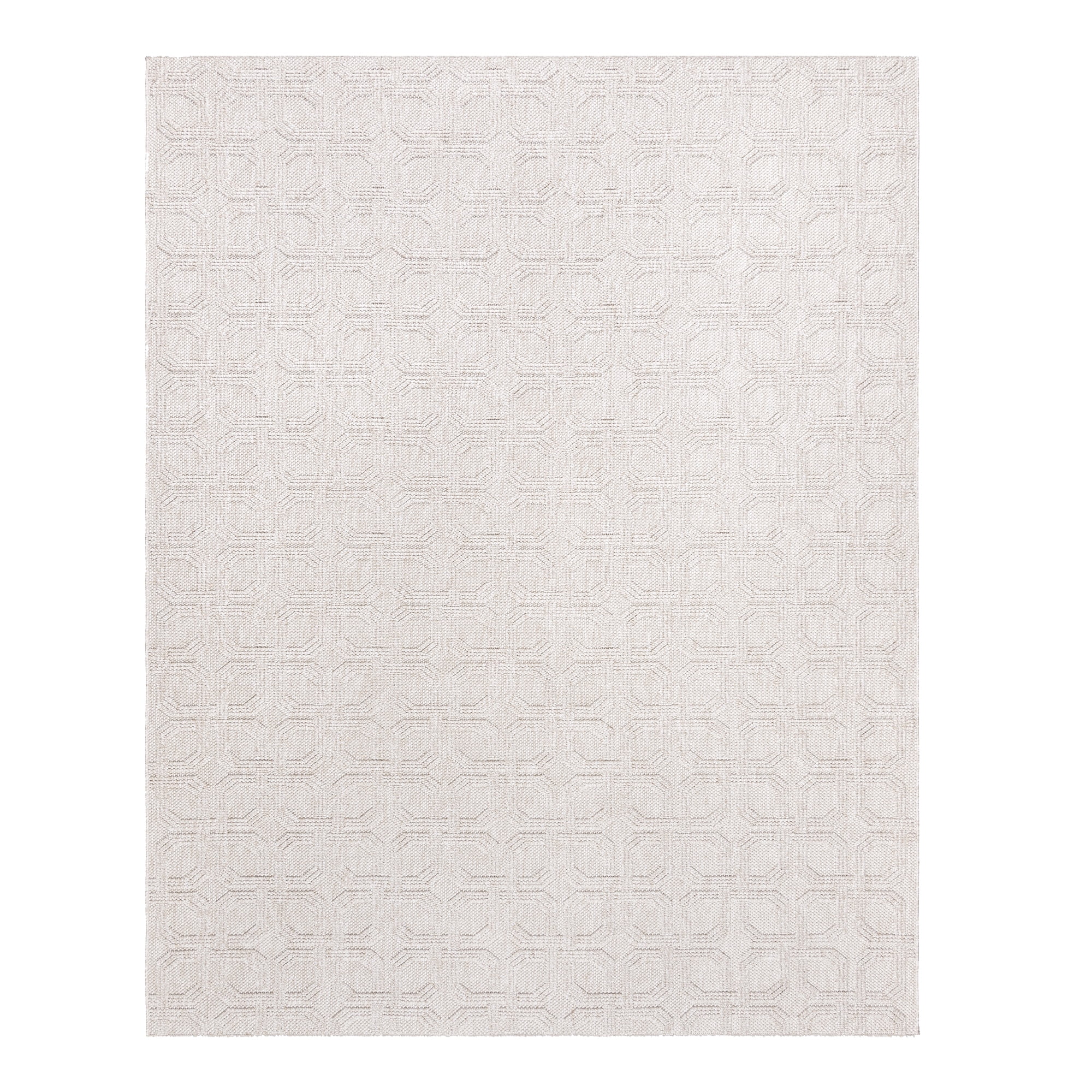 Gertmenian Malini Haley Cream Ivory Modern Geometric Tonal Polyester High-Low Indoor Area Rug, 6x9