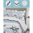 thumbnail image 3 of Quilt King Size Bedding Set, Christmas Reversible Summer Quilt 3 Pieces, Xmas Pine Cones Starfish Conch Gifts Light Blue Lightweight Bedspreads Coverlets with 2 Pillow Shams for All Seasons, 3 of 5
