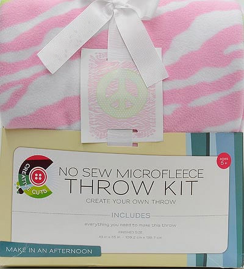 Creative Cuts Microfiber No Sew Peace Sign Zebra Fabric Throw Kit, 1 Each - image 2 of 3