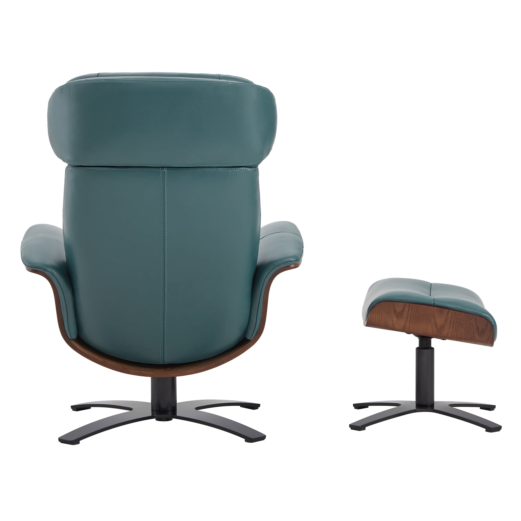 CHITA Swivel Recliner Chair with Ottoman Set & Adjustable Headrest, Leather Lounge Accent Arm Chairs for Living Room Bedroom, Teal Blue
