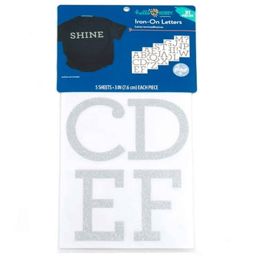Hello Hobby 3" Silver Glitter Iron-on Letters, 5 Sheets, 31 Pieces