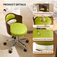 thumbnail image 5 of Ktaxon Office Computer Desk Chair with Rolling Wheels, Vanity Stool with Faux Leather Seat, Adjustable Task Chair for Study Make-up Dressing Green, 5 of 10