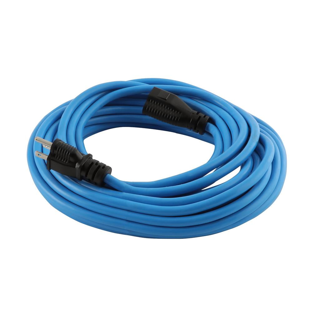 Hyper Tough 100FT Indoor/ Outdoor Extension Cord, 16 AWG, Single Outlet Light-Duty Cold Weather Extension Cord, Blue