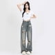 thumbnail image 2 of Pantalones vaqueros de cintura alta para mujer, Jeans de pierna ancha, holgados, ropa de calle recta, estilo Hip Hop, Estilo Vintage americano, Y2k, 2 of 5