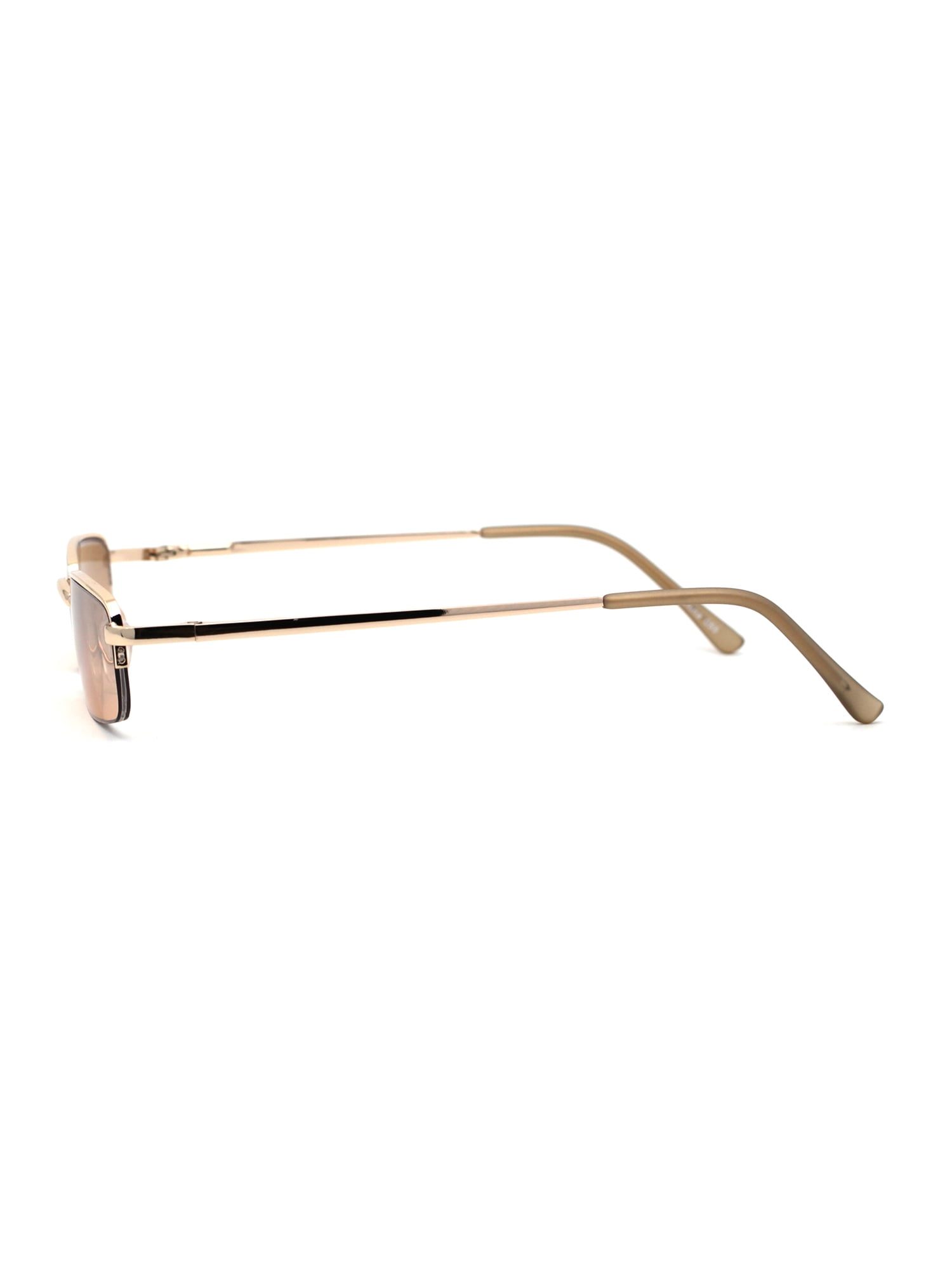 Mens Half Metal Rim Dad Shade Small Rectangle Sunglasses Mens Half Metal Rim Dad Shade Small Rectangle Sunglasses