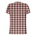 thumbnail image 6 of Women's T-Shirts Summer Plaid V Neck Button Short Sleeve Tops Casual Loose Tunic Comfortable Tee Blouses (S, Rose Gold), 6 of 7