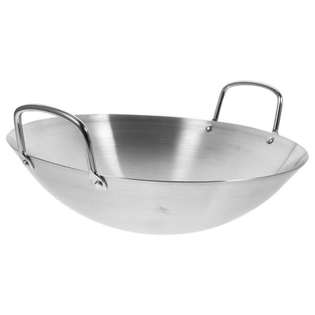 

HOMEMAXS Stainless Steel Wok Round Bottom Wok Large Fry Pan Large Capacity Saute Pan