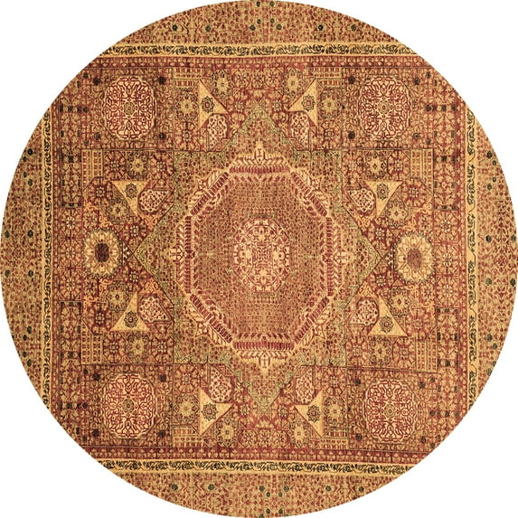 Ahgly Company Indoor Round Abstract Brown Modern Area Rugs, 6' Round