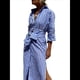 thumbnail image 1 of Vestido Camisero Informal para Mujer, con Solapa, 3/4, Cuello Abotonado, Abertura y Lazo, Vestido Maxi Estilo Resort. Azul L, 1 of 10